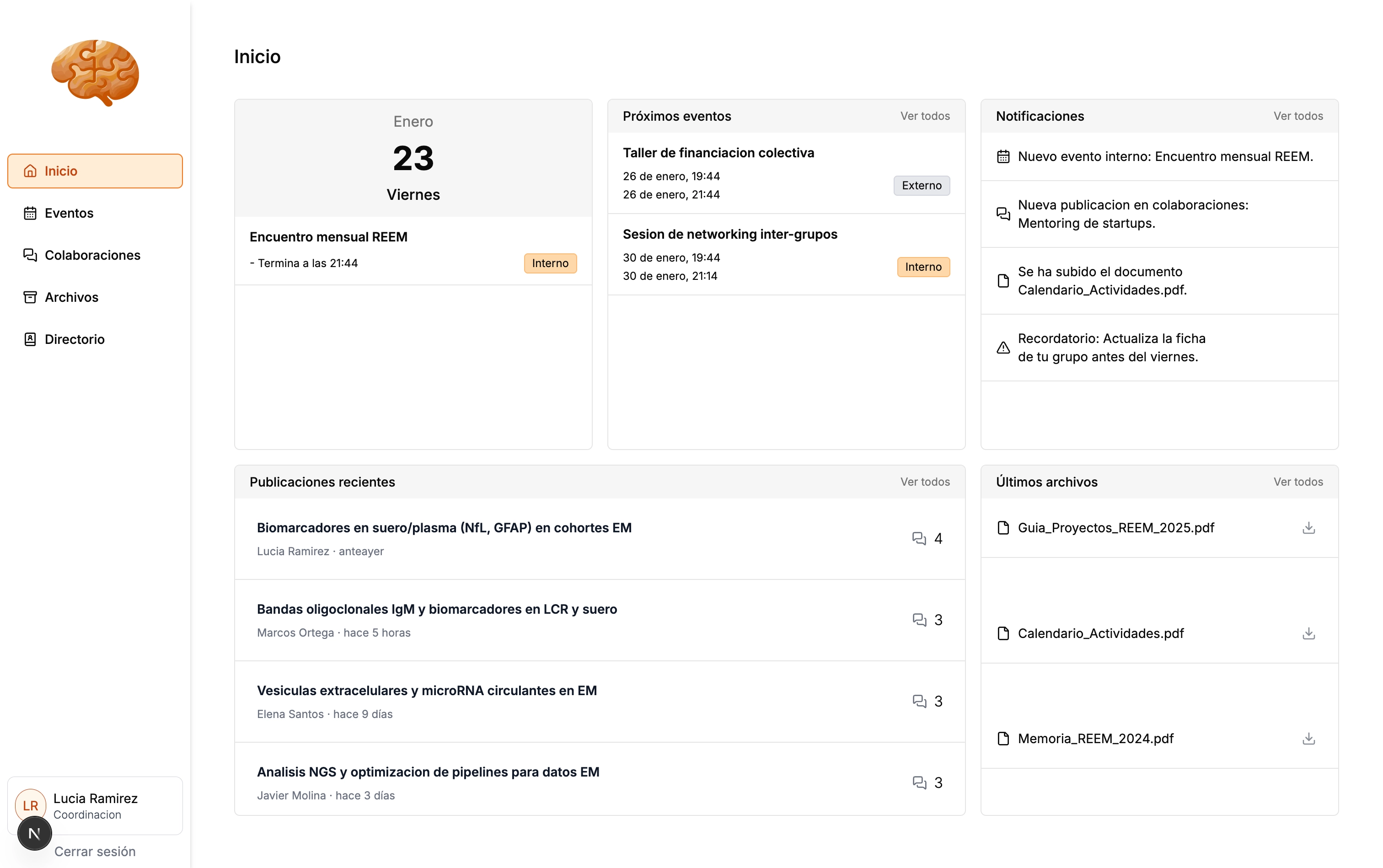 REEM system overview screen